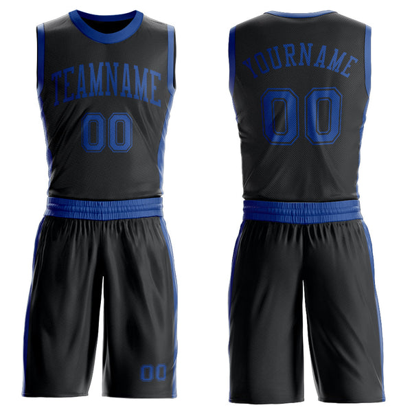 Custom Black Royal Round Neck Basketball Uniform Jersey