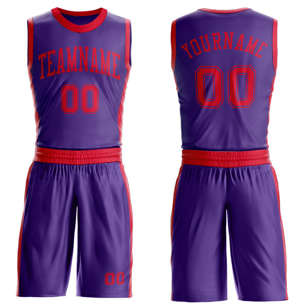 Custom Purple Red Round Neck Basketball Uniform Jersey