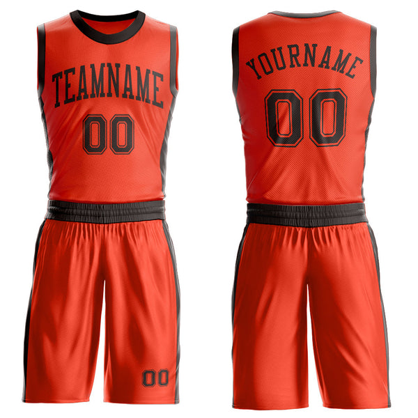 Custom Orange Brown Round Neck Basketball Uniform Jersey