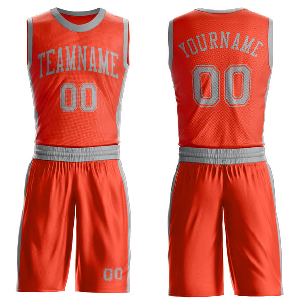 Custom Orange Gray Round Neck Basketball Uniform Jersey