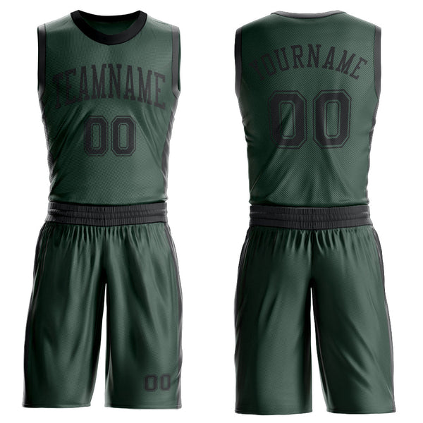 Custom Green Black Round Neck Basketball Uniform Jersey