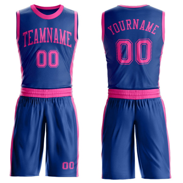 Custom Royal Pink Round Neck Basketball Uniform Jersey