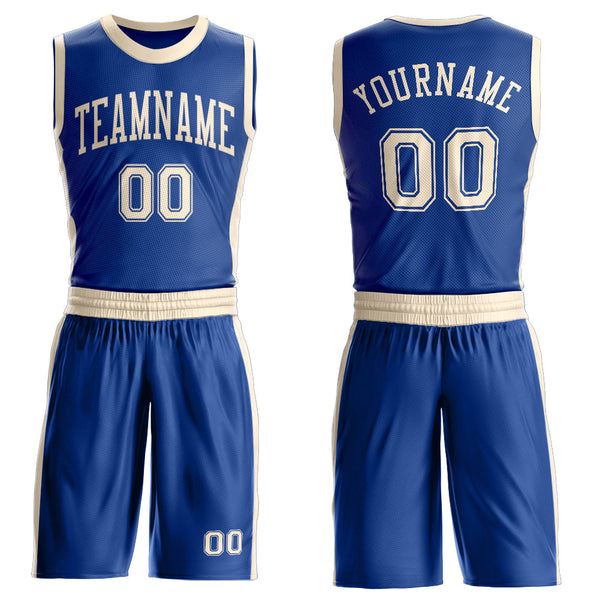 Custom Royal Cream Round Neck Basketball Uniform Jersey