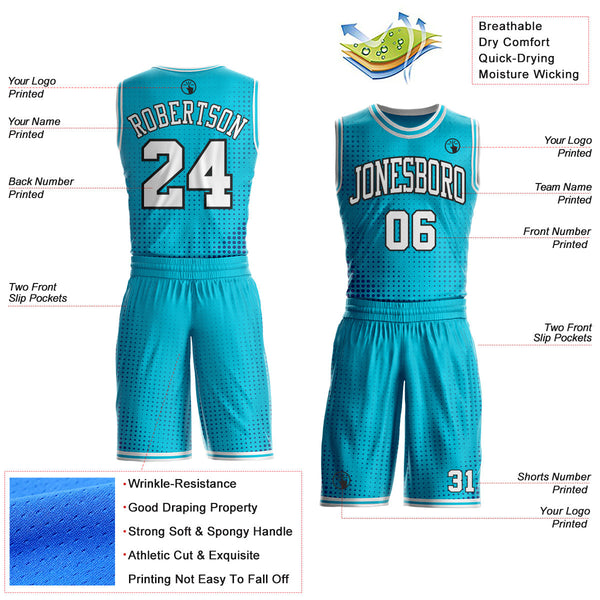 Custom Lakes Blue White-Black Gradient Dot Round Neck Sublimation Basketball Uniform Jersey alternate