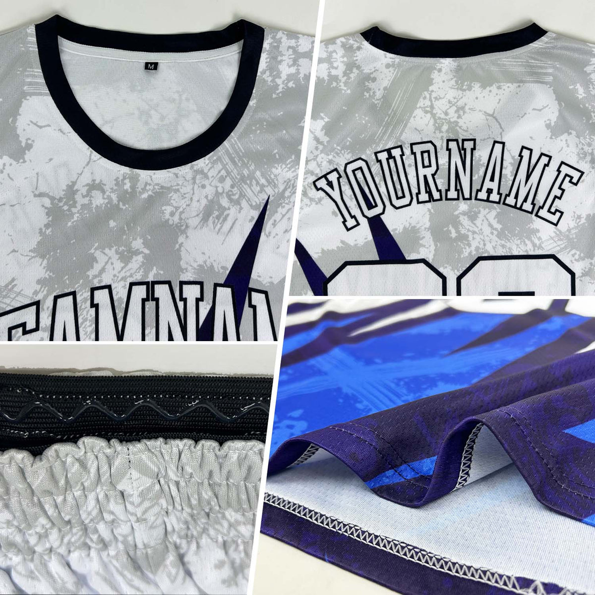 Custom White White-Royal Round Neck Sublimation Basketball Uniform Jersey - Back