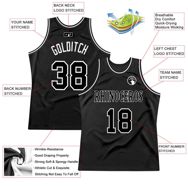 Custom Black Black-White Authentic Throwback Basketball Jersey alternate
