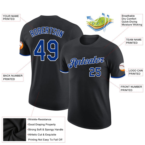 Custom Black Royal-White Performance T-Shirt alternate