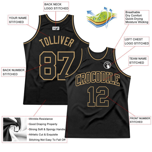 Custom Black Black-Old Gold Authentic Throwback Basketball Jersey alternate