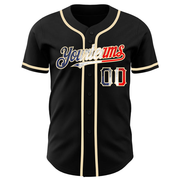 Custom Black Vintage French Flag-City Cream Authentic Baseball Jersey alternate