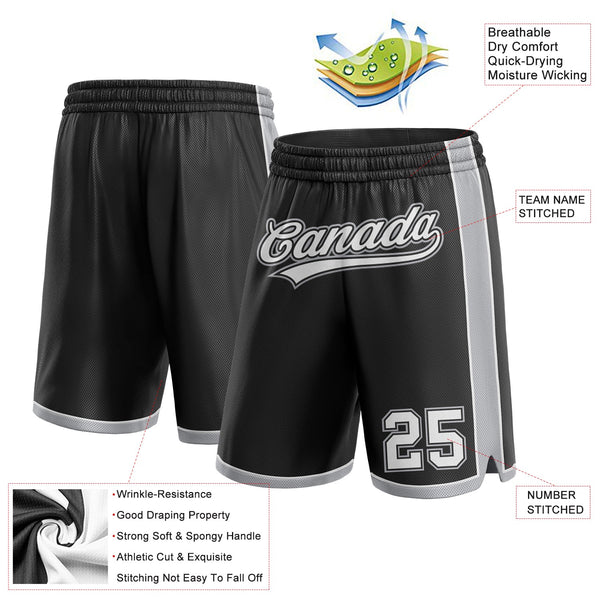 Custom Black White-Gray Authentic Basketball Shorts alternate