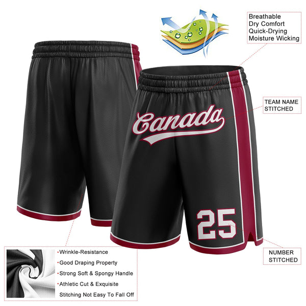 Custom Black White-Maroon Authentic Basketball Shorts alternate