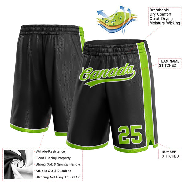 Custom Black Neon Green-White Authentic Basketball Shorts alternate