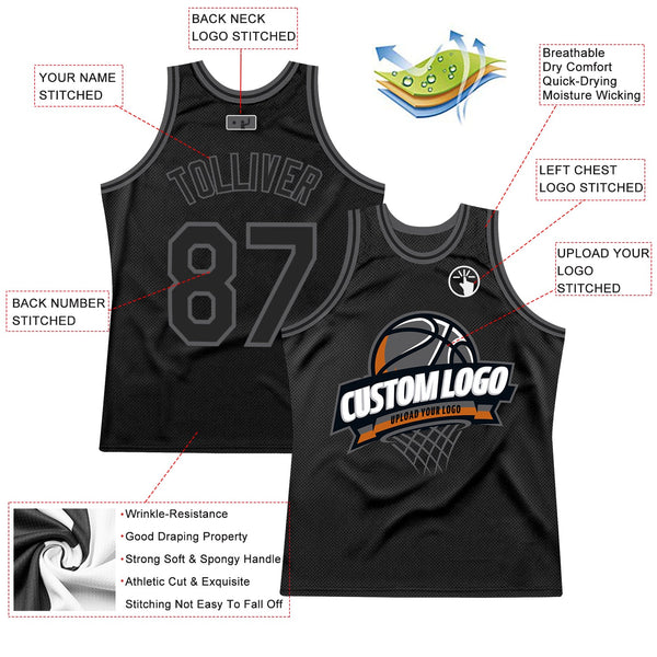 Custom Black Steel Gray Authentic Throwback Basketball Jersey alternate