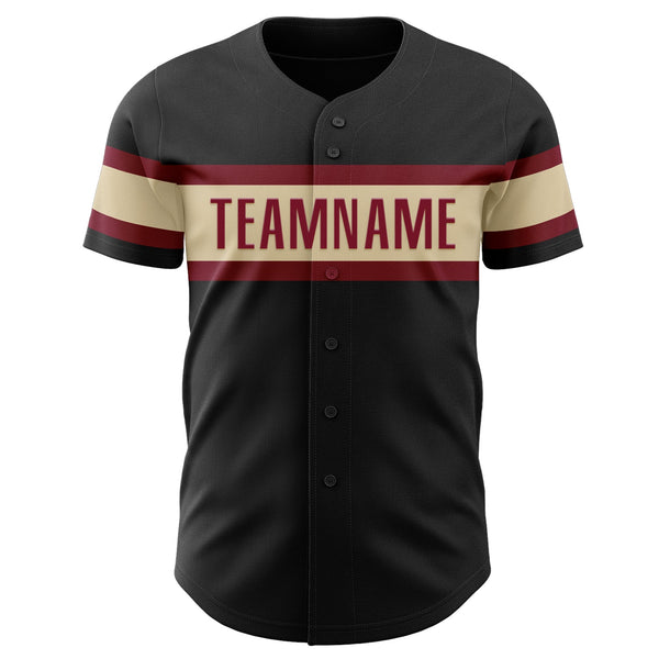 Custom Black Vintage USA Flag Cream-Crimson Authentic Baseball Jersey alternate