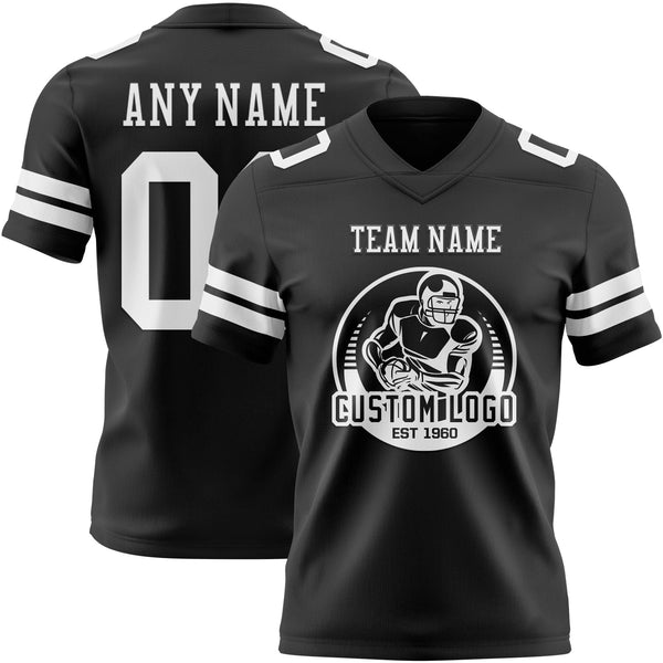 Custom Black White Authentic Football Jersey alternate