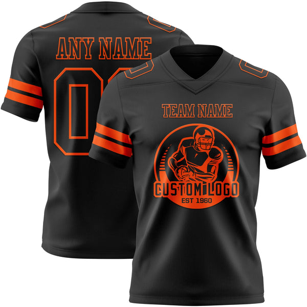 Custom Black Orange Authentic Football Jersey alternate
