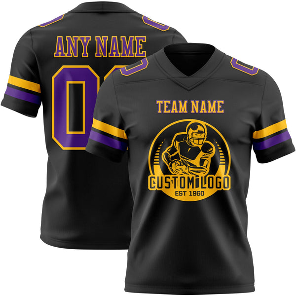 Custom Black Purple-Gold Authentic Football Jersey alternate