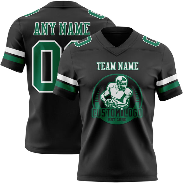 Custom Black Kelly Green-White Authentic Football Jersey alternate