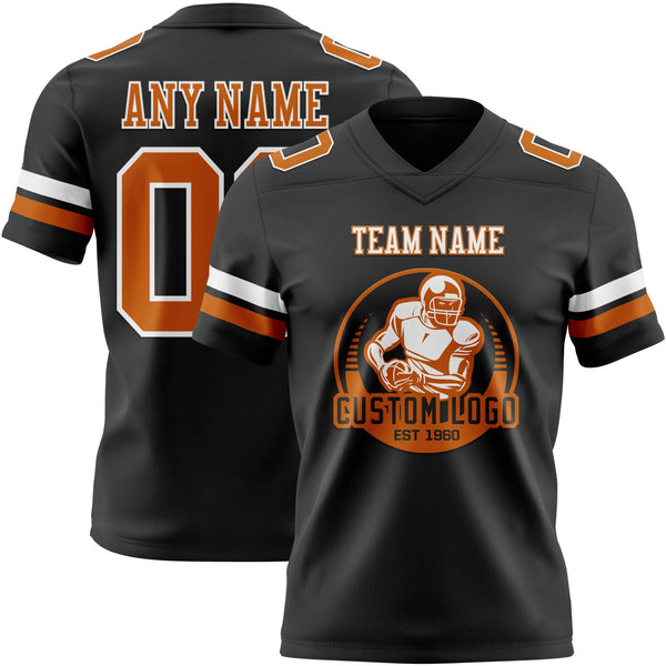 Custom Black Texas Orange-White Authentic Football Jersey alternate