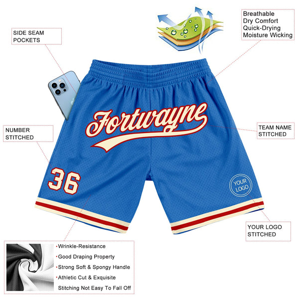 Custom Blue Cream-Red Authentic Throwback Basketball Shorts alternate