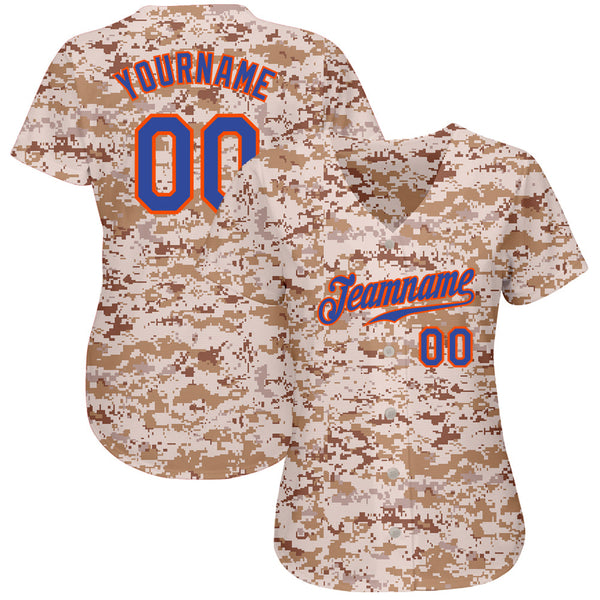 Custom Camo Royal-Orange Authentic Salute To Service Baseball Jersey alternate