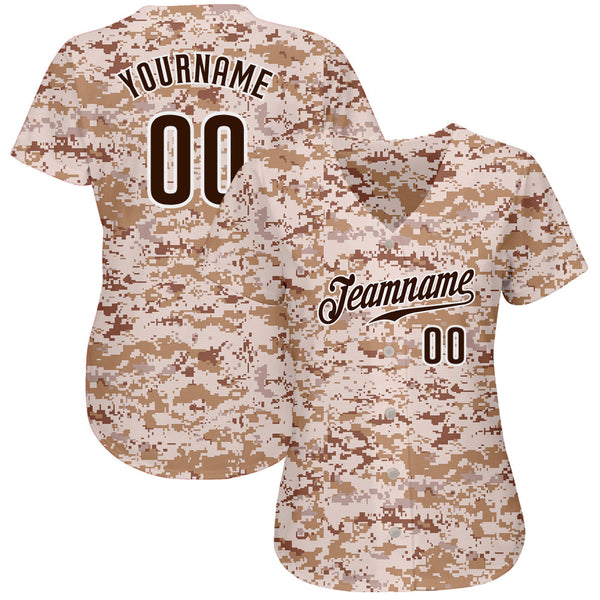 Custom Camo Brown-White Authentic Salute To Service Baseball Jersey alternate