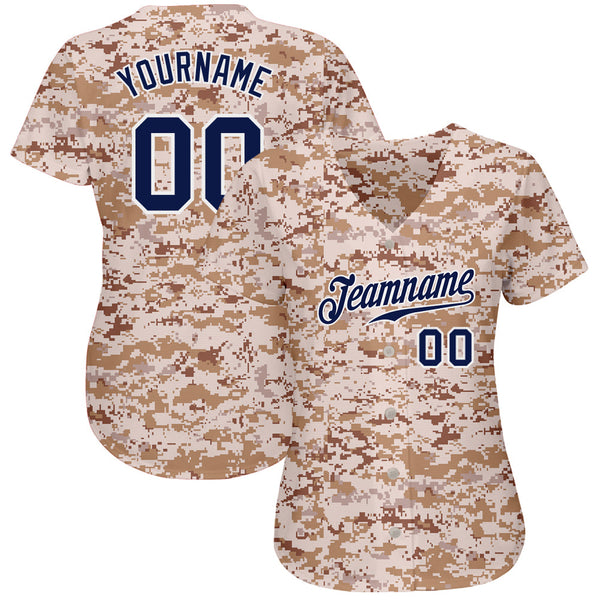Custom Camo Navy-White Authentic Salute To Service Baseball Jersey alternate