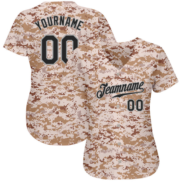 Custom Camo Black-Gray Authentic Salute To Service Baseball Jersey alternate