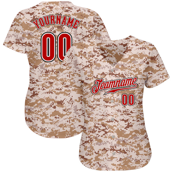 Custom Camo Red-Black Authentic Salute To Service Baseball Jersey alternate