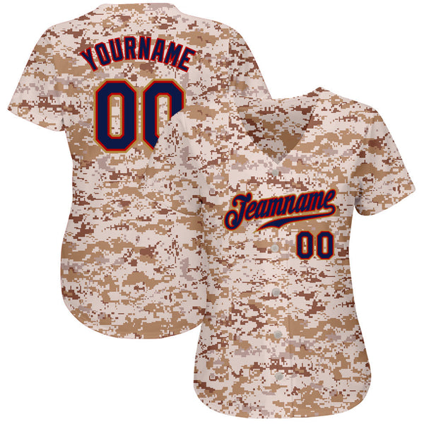 Custom Camo Navy-Old Gold Authentic Salute To Service Baseball Jersey alternate
