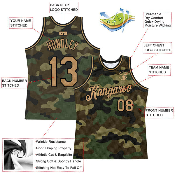 Custom Camo Old Gold-Black Authentic Salute To Service Basketball Jersey alternate
