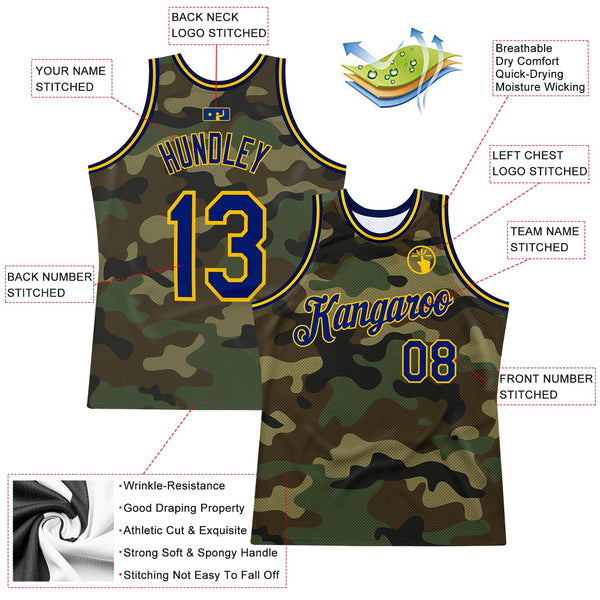 Custom Camo Royal-Gold Authentic Salute To Service Basketball Jersey alternate