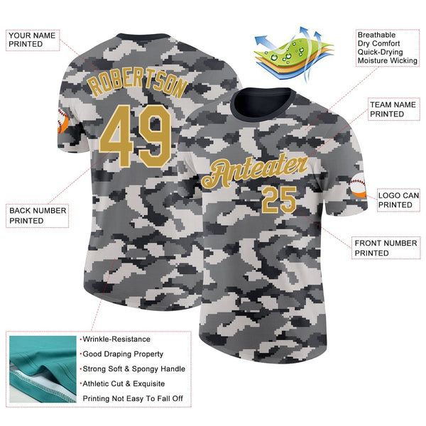 Custom Camo Old Gold-Cream Urban Digital Camouflage Pixel Salute To Service Performance T-Shirt alternate