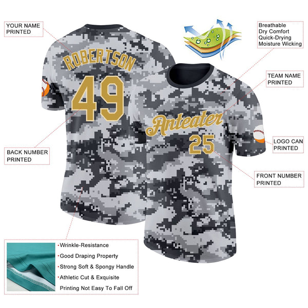 Custom Camo Old Gold-Cream Urban Digital Camouflage Pixel Salute To Service Performance T-Shirt alternate
