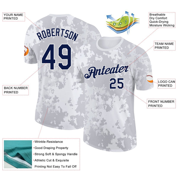 Custom Camo Navy-White Cloud Digital Camouflage Pixel Salute To Service Performance T-Shirt alternate