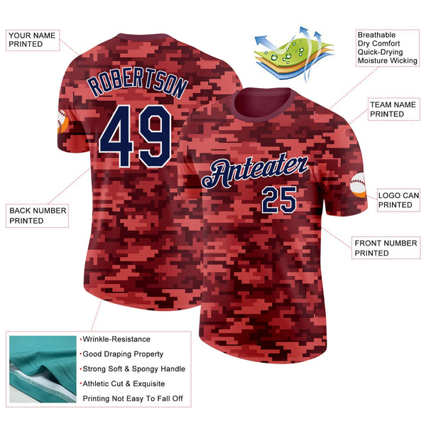 Custom Camo Navy-White Fire Magma Digital Camouflage Pixel Salute To Service Performance T-Shirt alternate