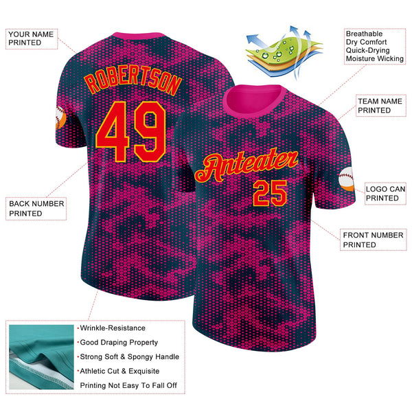 Custom Camo Fire Red-Gold Dot Camouflage Salute To Service Performance T-Shirt alternate