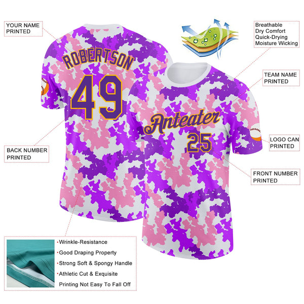 Custom Camo Purple-Gold Digital Camouflage Salute To Service Performance T-Shirt alternate