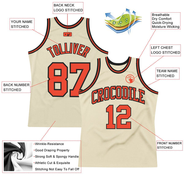Custom Cream Orange-Black Authentic Throwback Basketball Jersey alternate