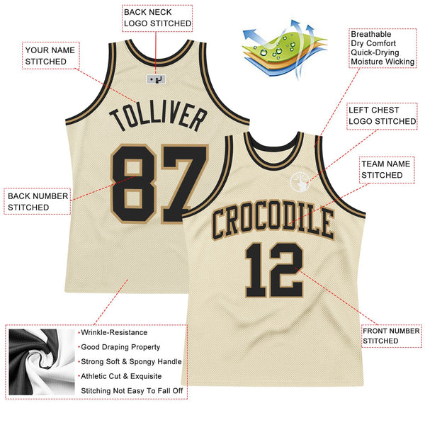 Custom Cream Black-Old Gold Authentic Throwback Basketball Jersey alternate
