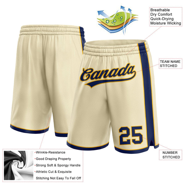 Custom Cream Navy-Gold Authentic Basketball Shorts alternate