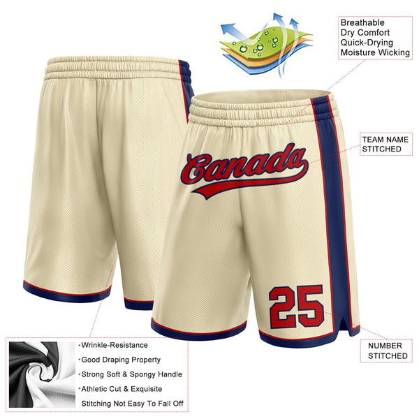 Custom Cream Red-Navy Authentic Basketball Shorts alternate