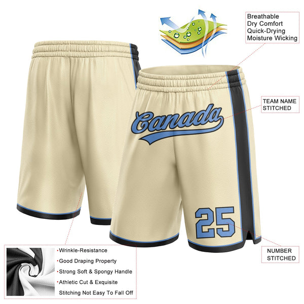 Custom Cream Light Blue-Black Authentic Basketball Shorts alternate