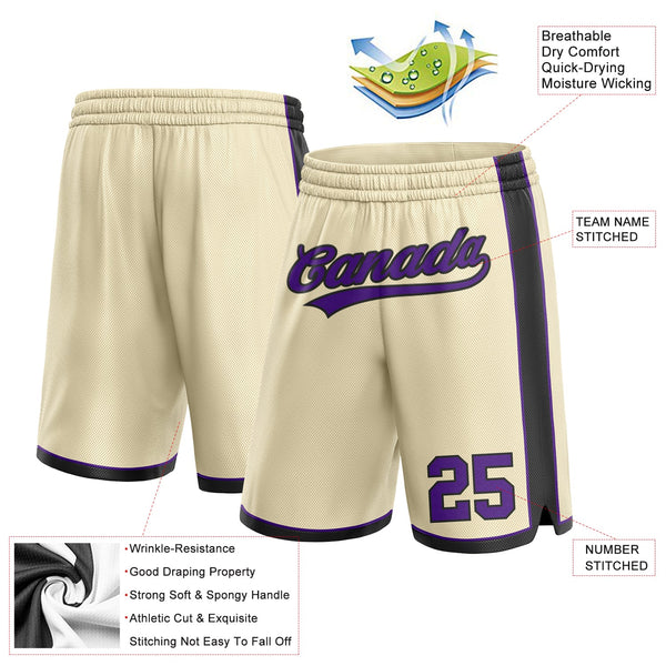Custom Cream Purple-Black Authentic Basketball Shorts alternate