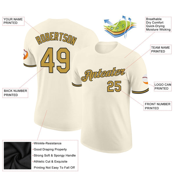 Custom Cream Old Gold-Black Performance T-Shirt alternate