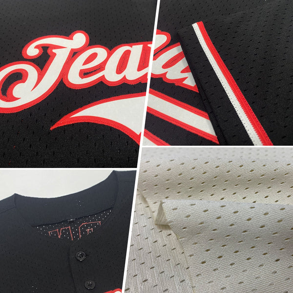 Custom Cream Vintage USA Flag-Black Mesh Authentic Throwback Baseball Jersey alternate