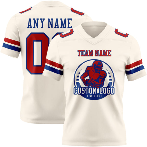 Custom Cream Red-Royal Authentic Football Jersey alternate