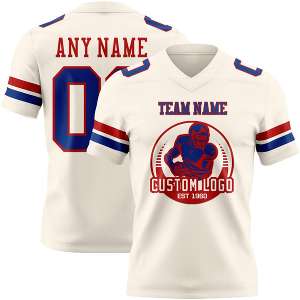 Custom Cream Royal-Red Authentic Football Jersey alternate