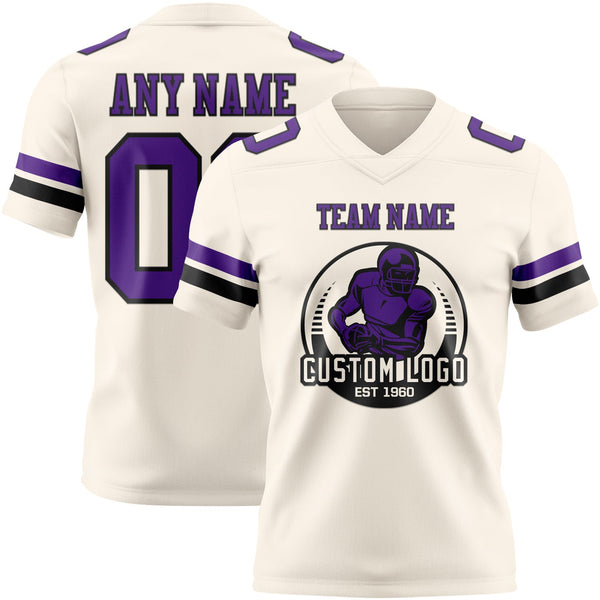 Custom Cream Purple-Black Authentic Football Jersey alternate
