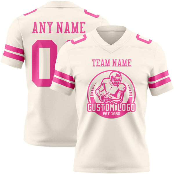 Custom Cream Pink Authentic Football Jersey alternate